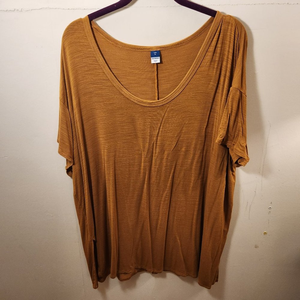 Old Navy - Oversized Luxe Voop-Neck Tunic T-Shirt - Miner's Gold (Yellow) - XL